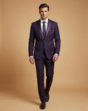 Men's Suit Purple – Japanese Plain Tuxedo Blazer, Waistcoat, Shirt, Tie & Pant
