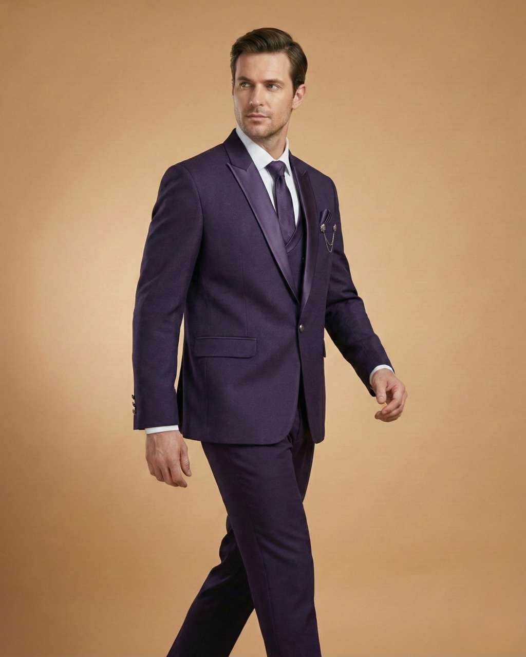Men's Suit Purple – Japanese Plain Tuxedo Blazer, Waistcoat, Shirt, Tie & Pant