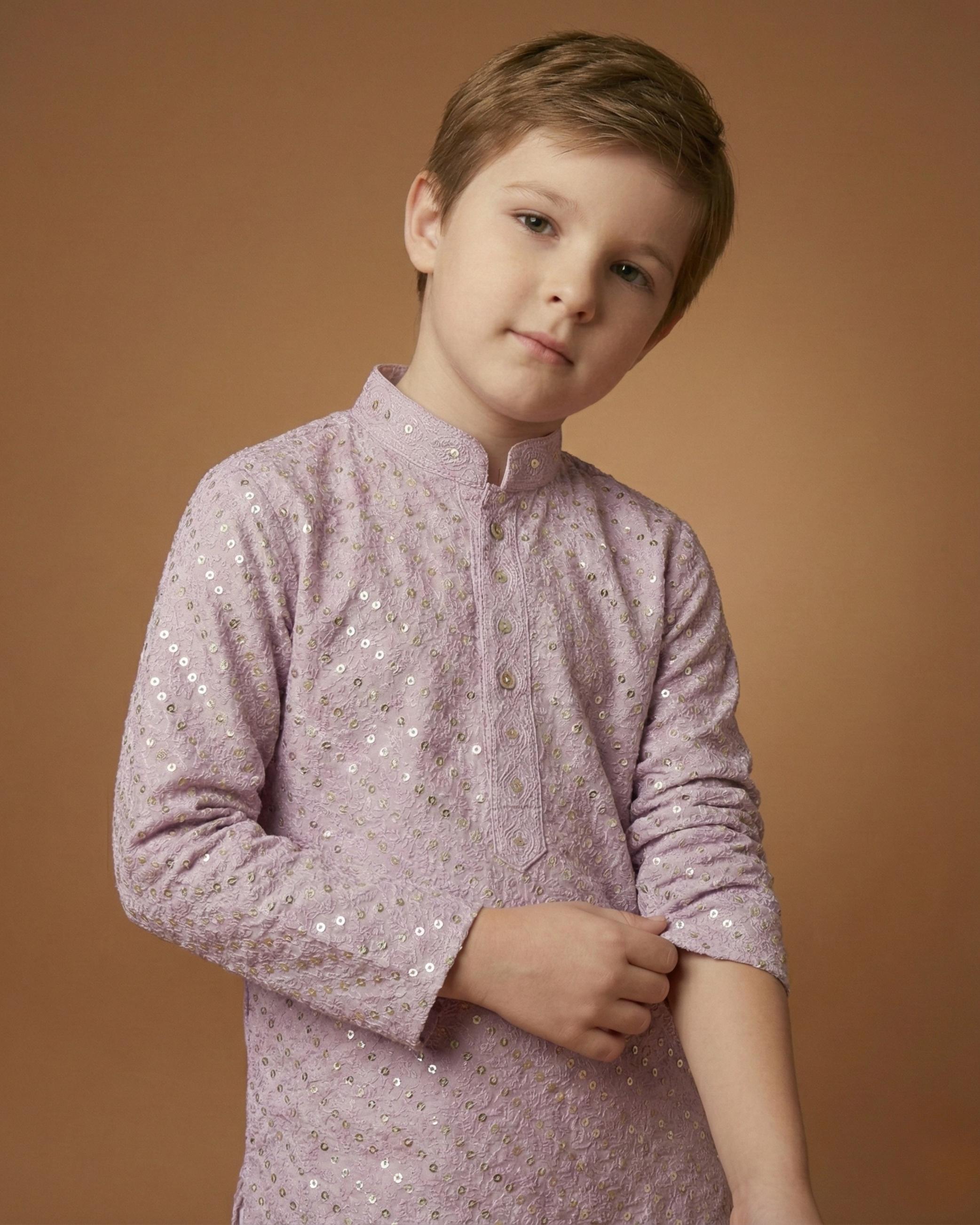 Kid's Kurta Lavender – Sequence Plain Straight Kurta & Pajama