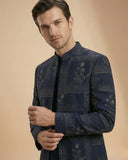 Black Jacquard Plain Jodhpuri Suit