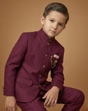 Kid's Jodhpuri Suit Maroon – Japanese Plain Straight Suit & Pant