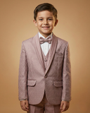 Kid's Suit Dusty Onion – Machine Embroidery Self Print Tuxedo Blazer, Waistcoat, Shirt, Bow Tie & Pant