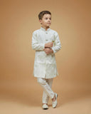 Kid's Indo Western Cream – Machine Embroidery Collar Button Straight Indo Jacket & Pant