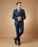 Men's Suit Navy Blue – Imported Jacquard Plain Tuxedo Blazer, Waistcoat, Shirt, Tie & Pant